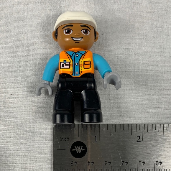 Lego Construction Worker Figures - Orange, Blue, Black - Picture 5 of 5